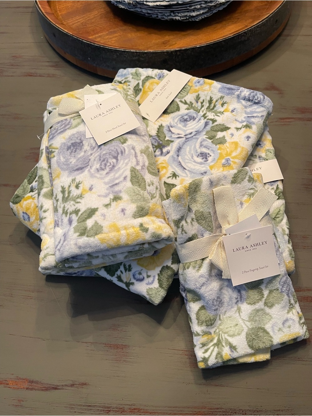 Laura Ashley Quartet Blue Towels Bundle - bath, hand and finger towels - NEW!